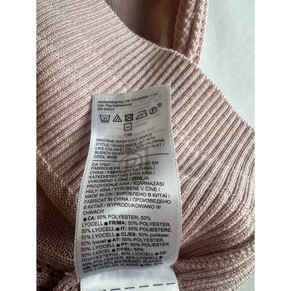 Athleta Evergreen V-Neck Knit Hoodie Sweater Blush Pink L Athleisure Balletcore - Picture 5 of 10
